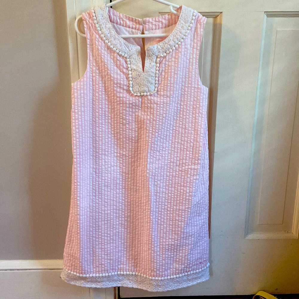 Girls pink vineyard vines seersucker dress